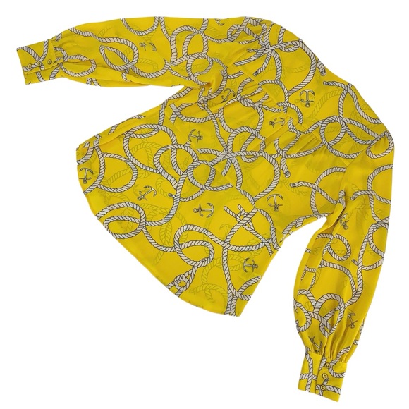 Cabi Reef Knot Blouse #5707 Plunging V-Neck Fitted Waist Bell Sleeve Top, Medium - Picture 3 of 17